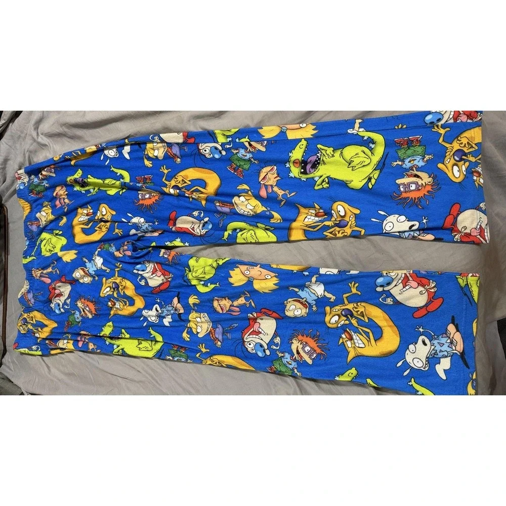 Nickelodeon Pajama Pants Mens 2XL Blue Cartoon Ren & Stimpy Rugrats Arnold